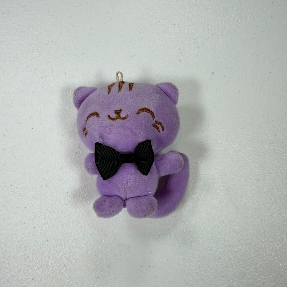 Unbranded Plush Cat Keychain Unisex Small Purple Excellent Embroidered Bow Tie